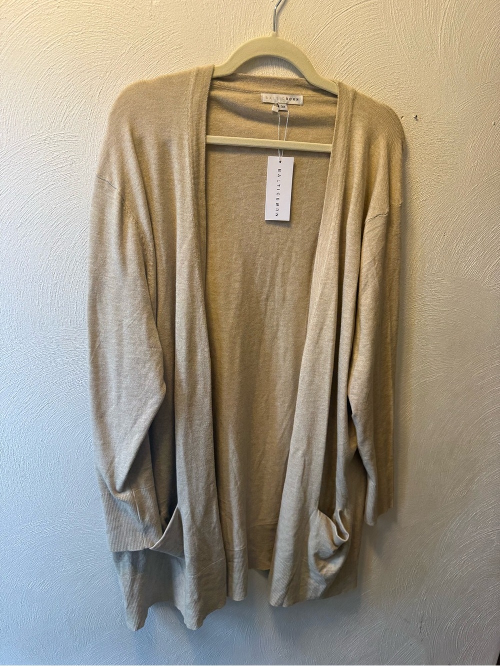 Baltic Born Edison Oatmeal Longline Open Front Cardigan Sweater 3XL Neutral NWT - Picture 6 of 11